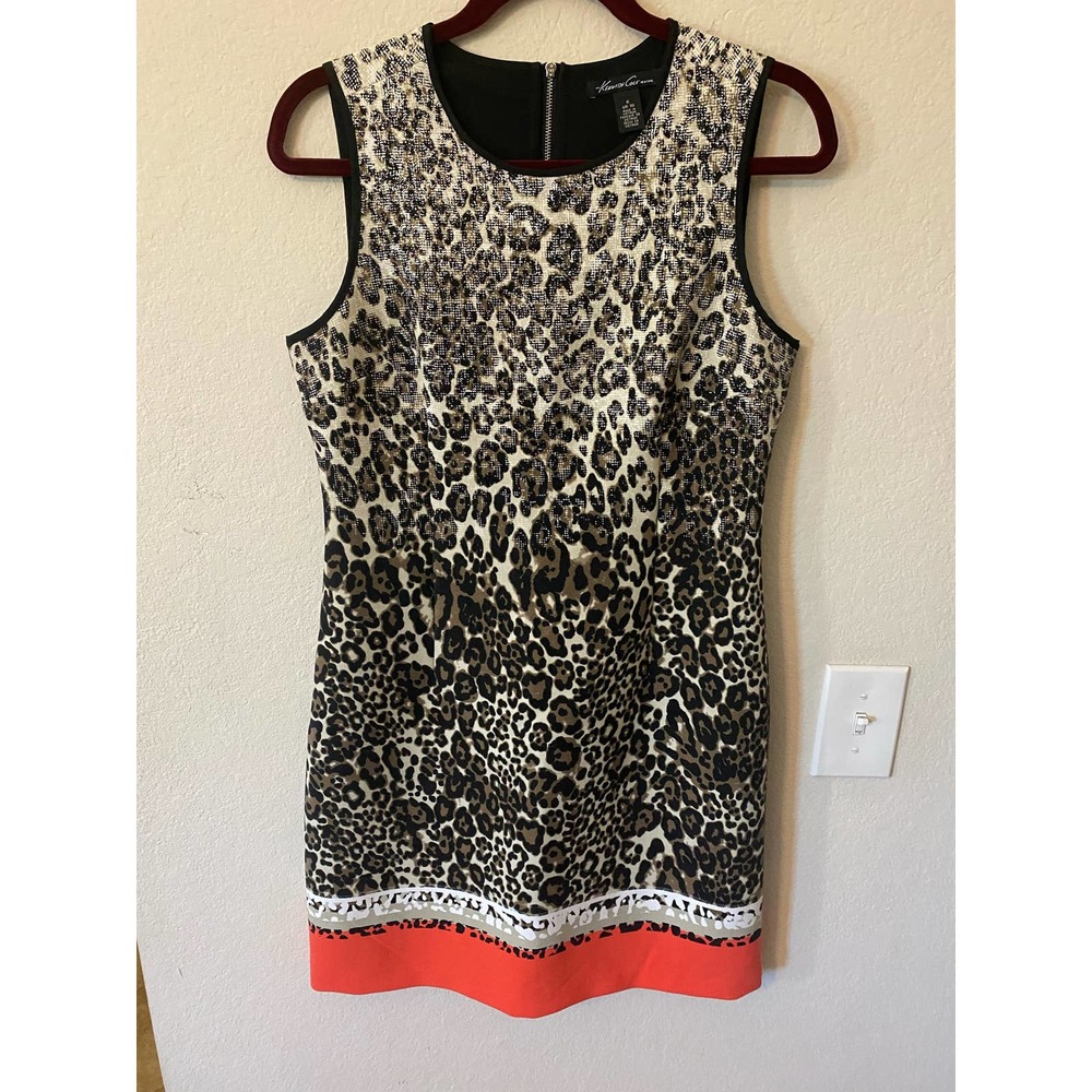 Kenneth Cole New York Fitted Cheetah Print Dress